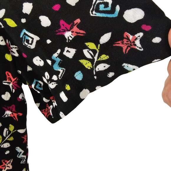 Ladies Fun Party Retro 90s Funky Abstract Graphic Allover Black White Koret XL - Picture 7 of 11